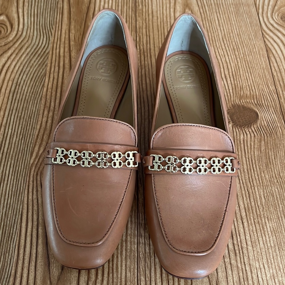 Tory Burch 'Gemini Link' Chain Loafer Brown Leather Womens 5 1/2
